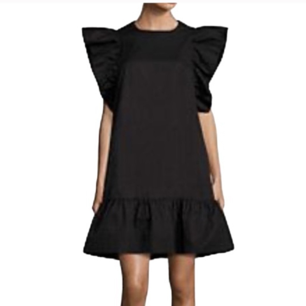 Elegant Black Ruffle Sleeve Dress